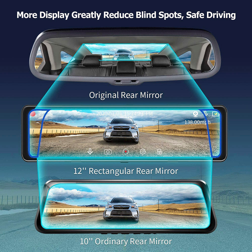 12 Inch Car DVR Camera – Full HD, Night Vision, Touch Screen