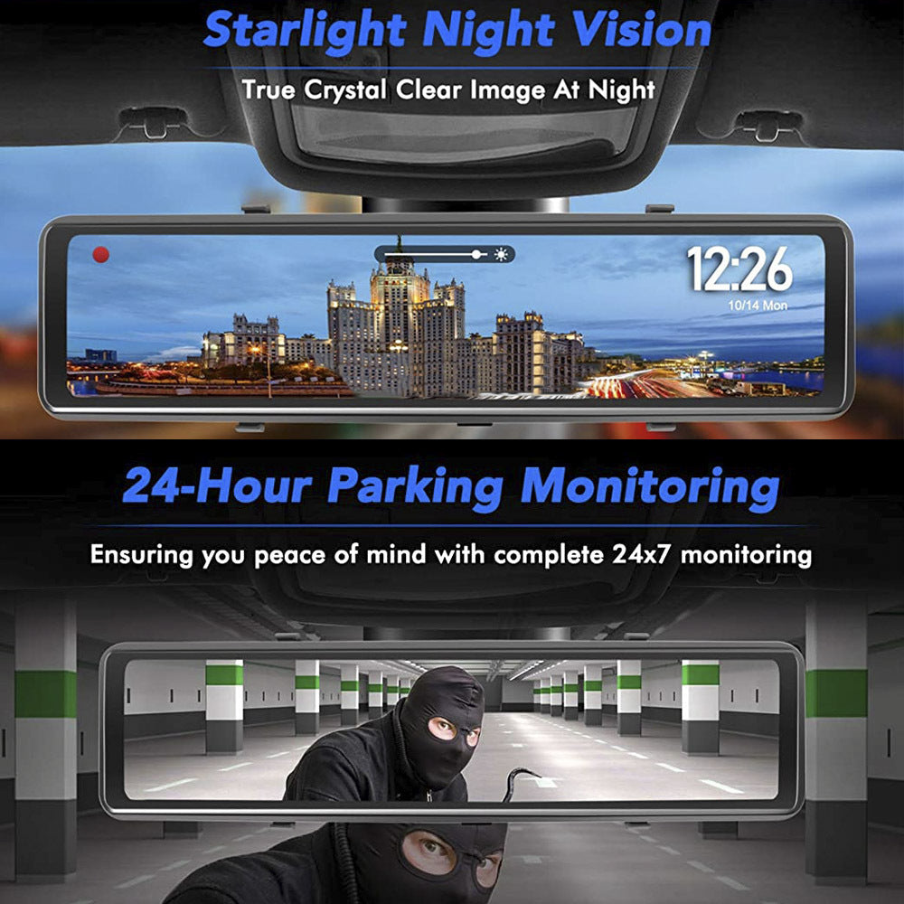12 Inch Car DVR Camera – Full HD, Night Vision, Touch Screen