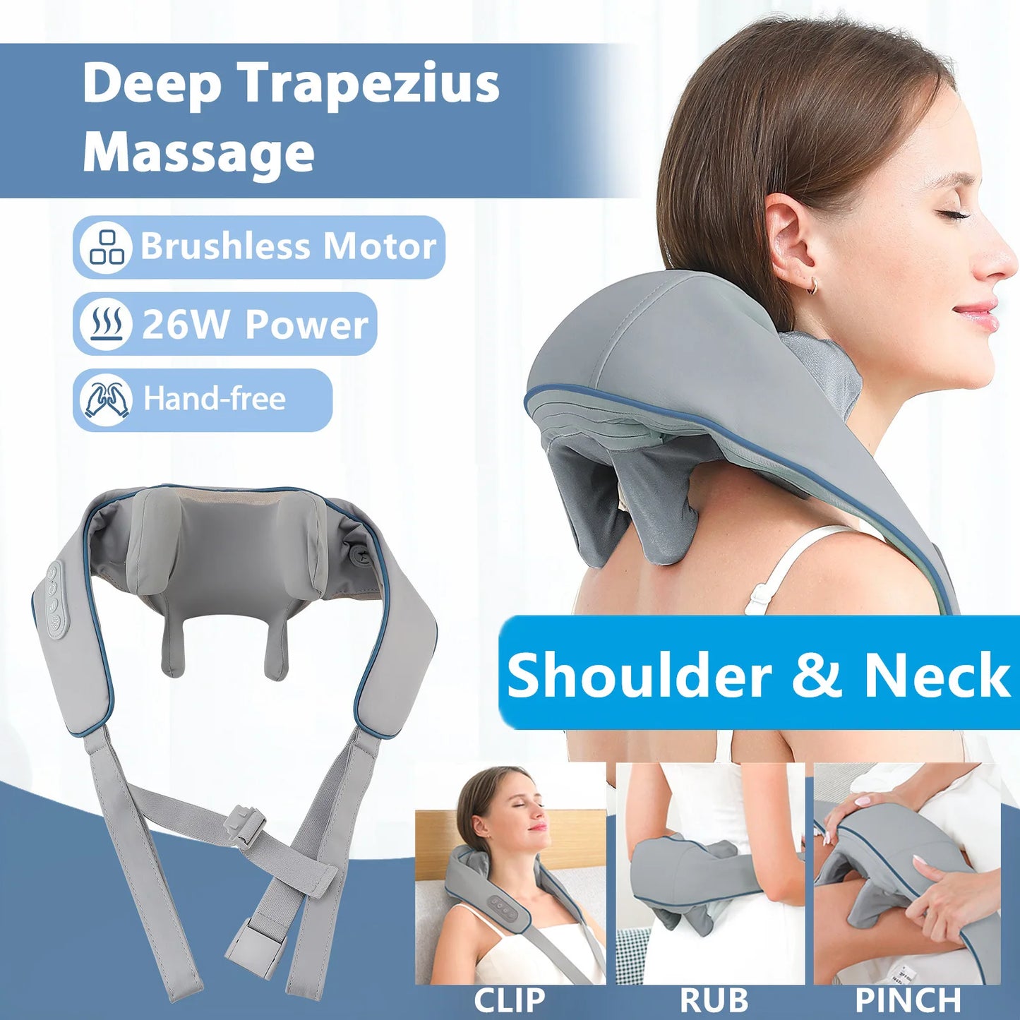 Wireless Neck & Shoulder Massager - 26W Deep Kneading | Pain Relief