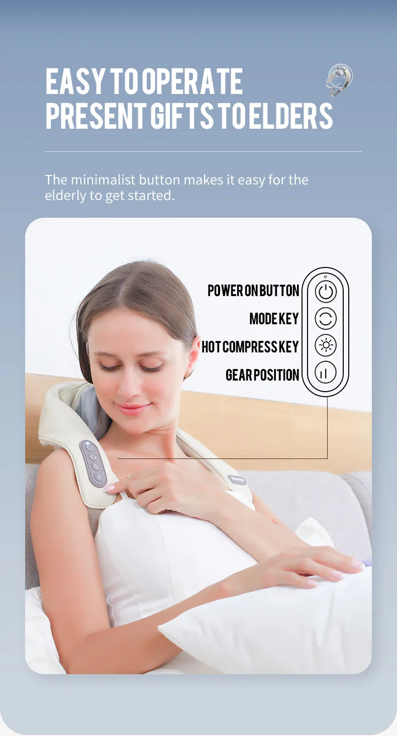 Wireless Neck & Shoulder Massager - 26W Deep Kneading | Pain Relief