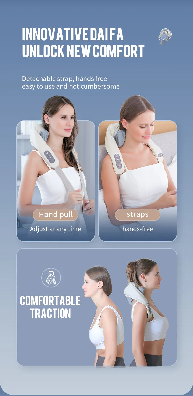 Wireless Neck & Shoulder Massager - 26W Deep Kneading | Pain Relief