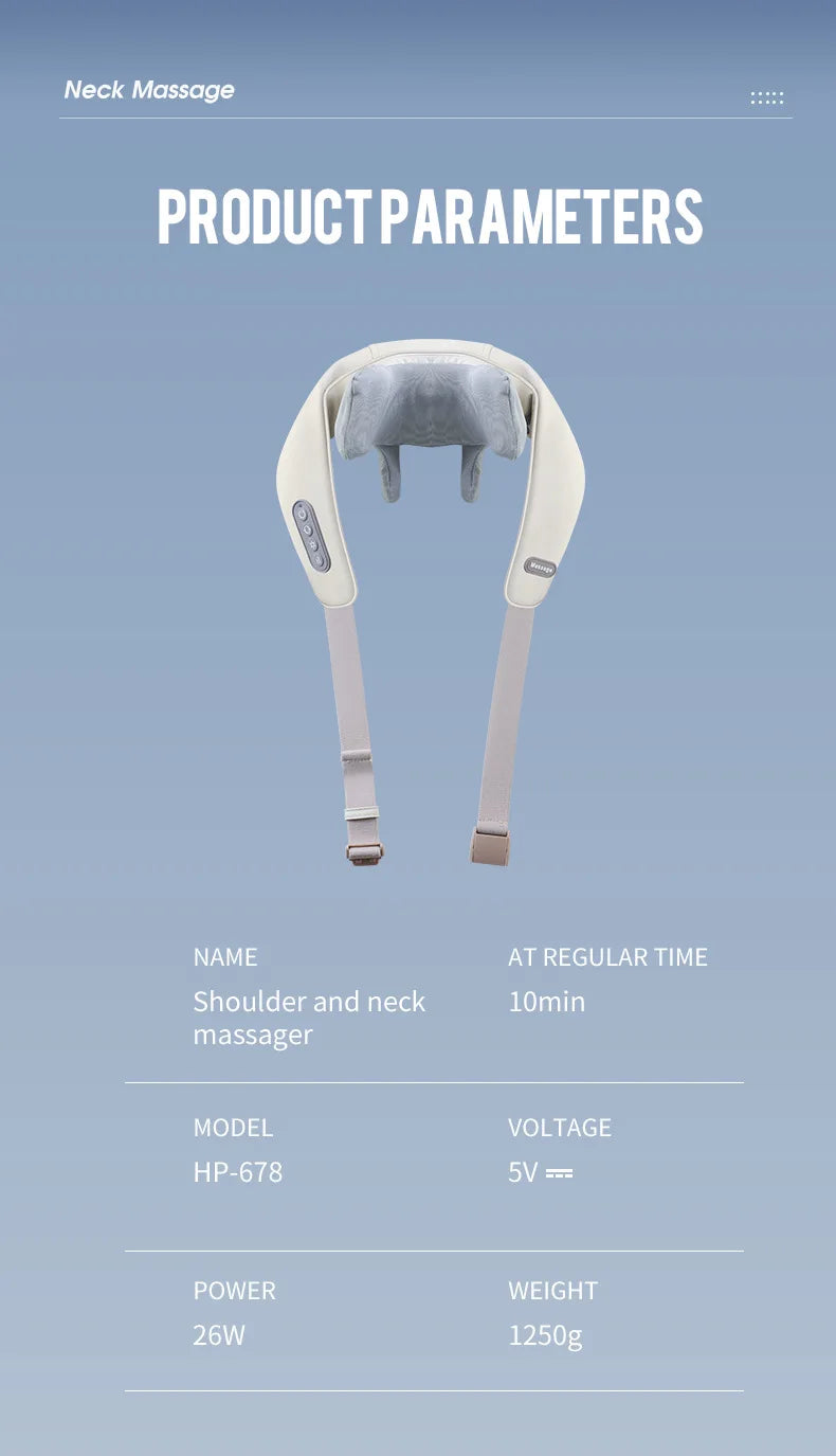 Wireless Neck & Shoulder Massager - 26W Deep Kneading | Pain Relief