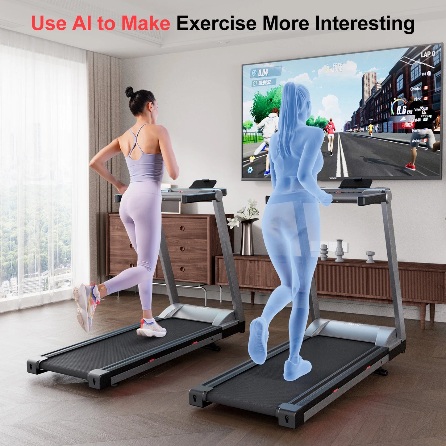 Foldable Smart Treadmill 3.5HP | Touchscreen + App | 350LBS Capacity | Incline & Home WorkouT