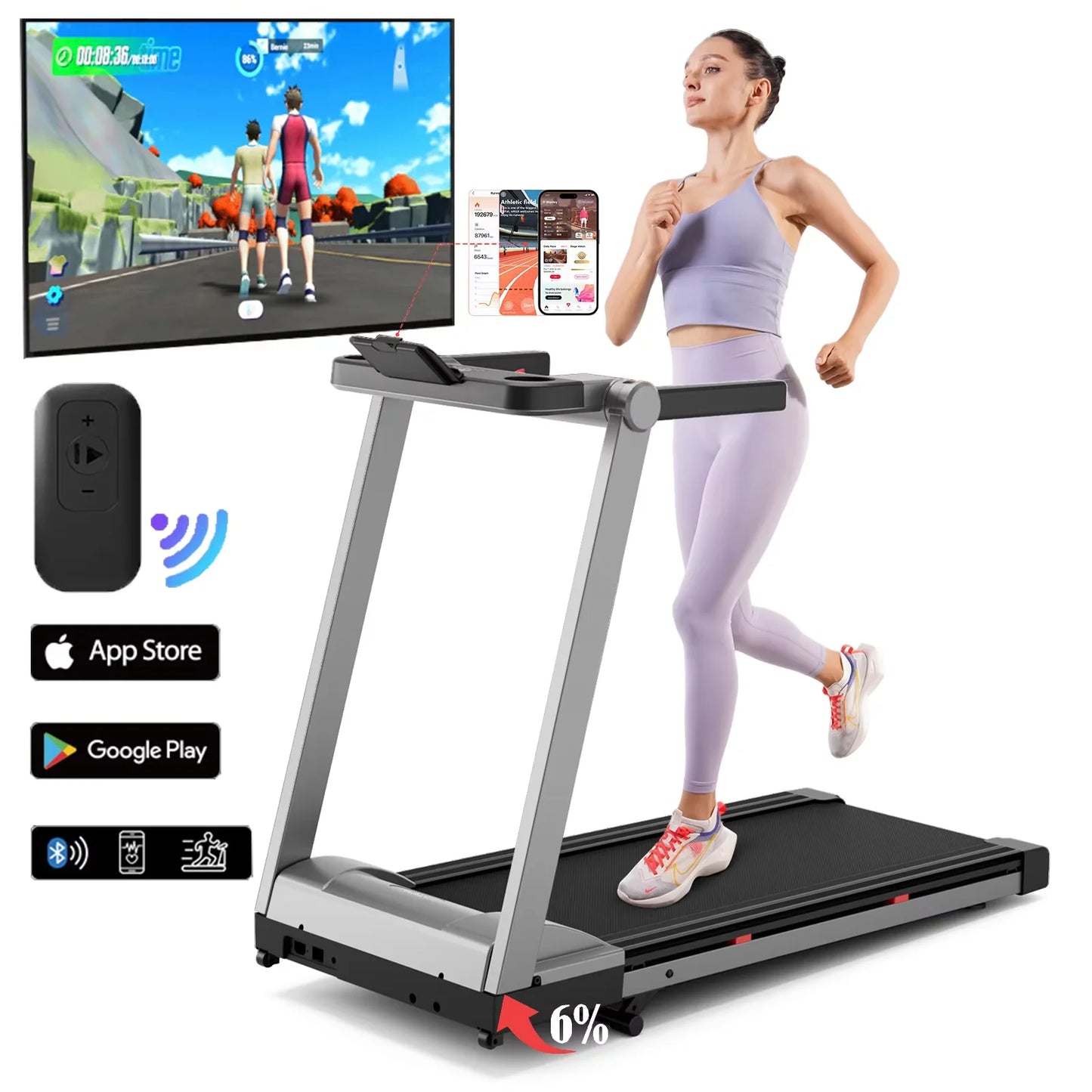 Foldable Smart Treadmill 3.5HP | Touchscreen + App | 350LBS Capacity | Incline & Home WorkouT
