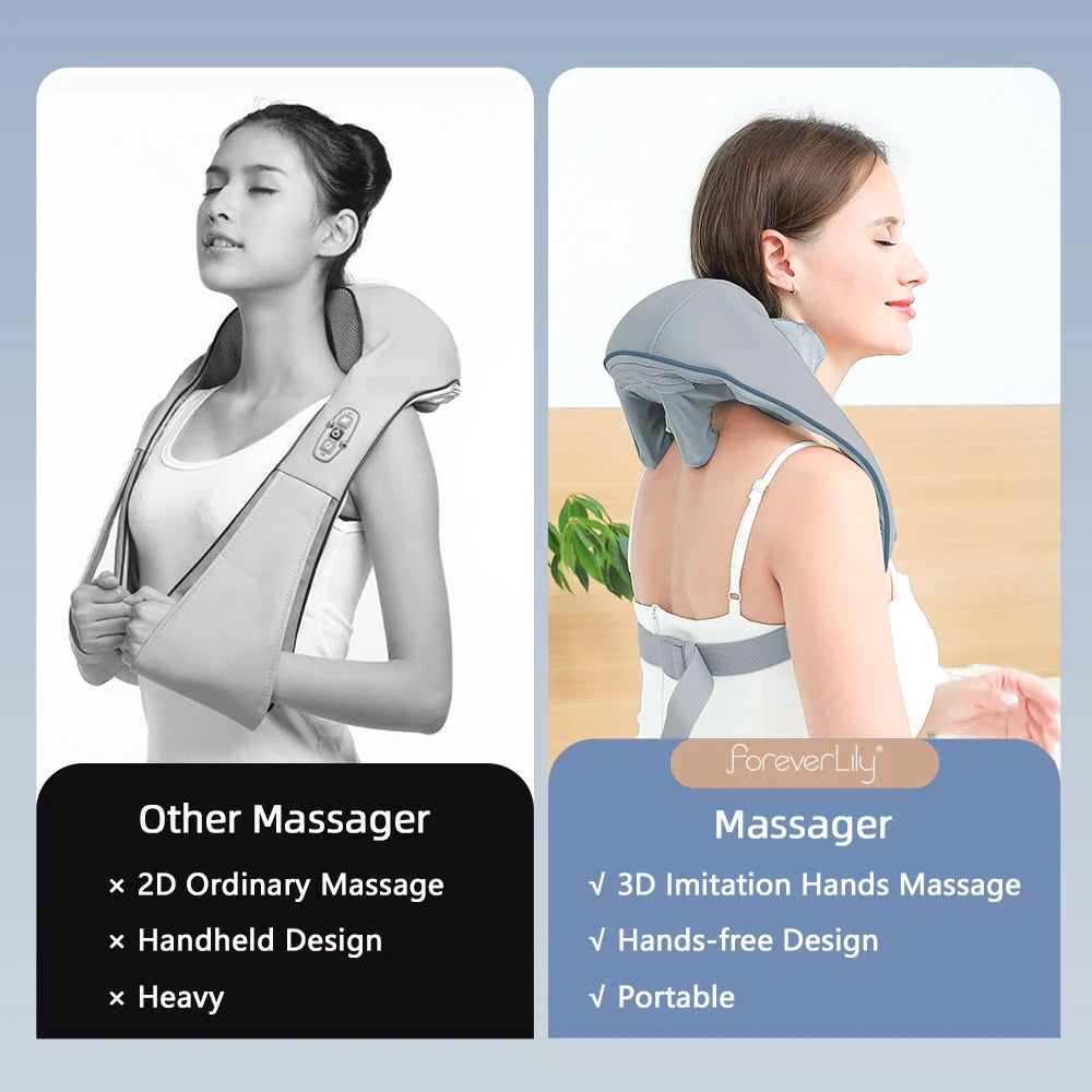 Wireless Neck & Shoulder Massager - 26W Deep Kneading | Pain Relief