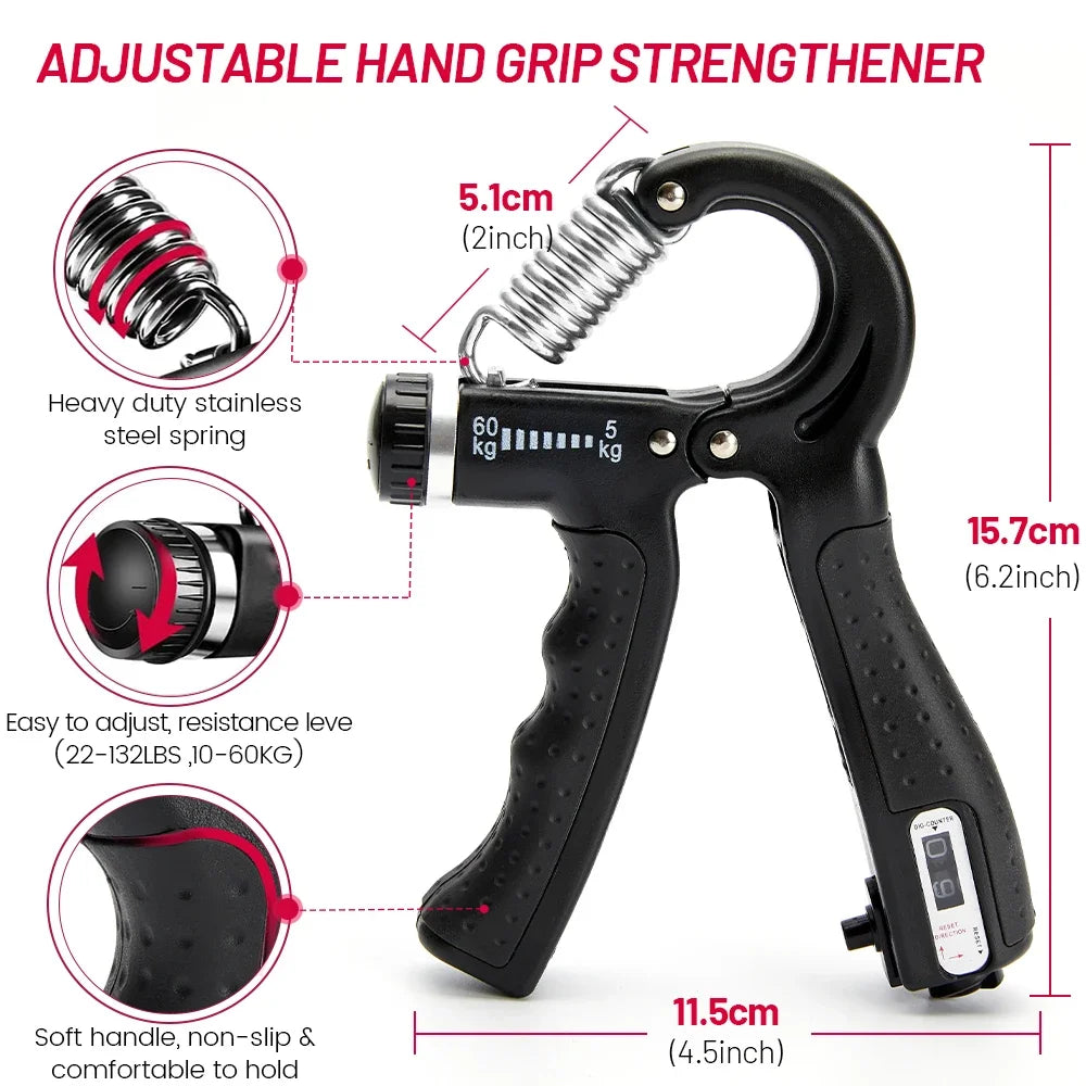 Adjustable Hand Grip Strengthener Set | 5–60kg | Wrist & Forearm Exercise