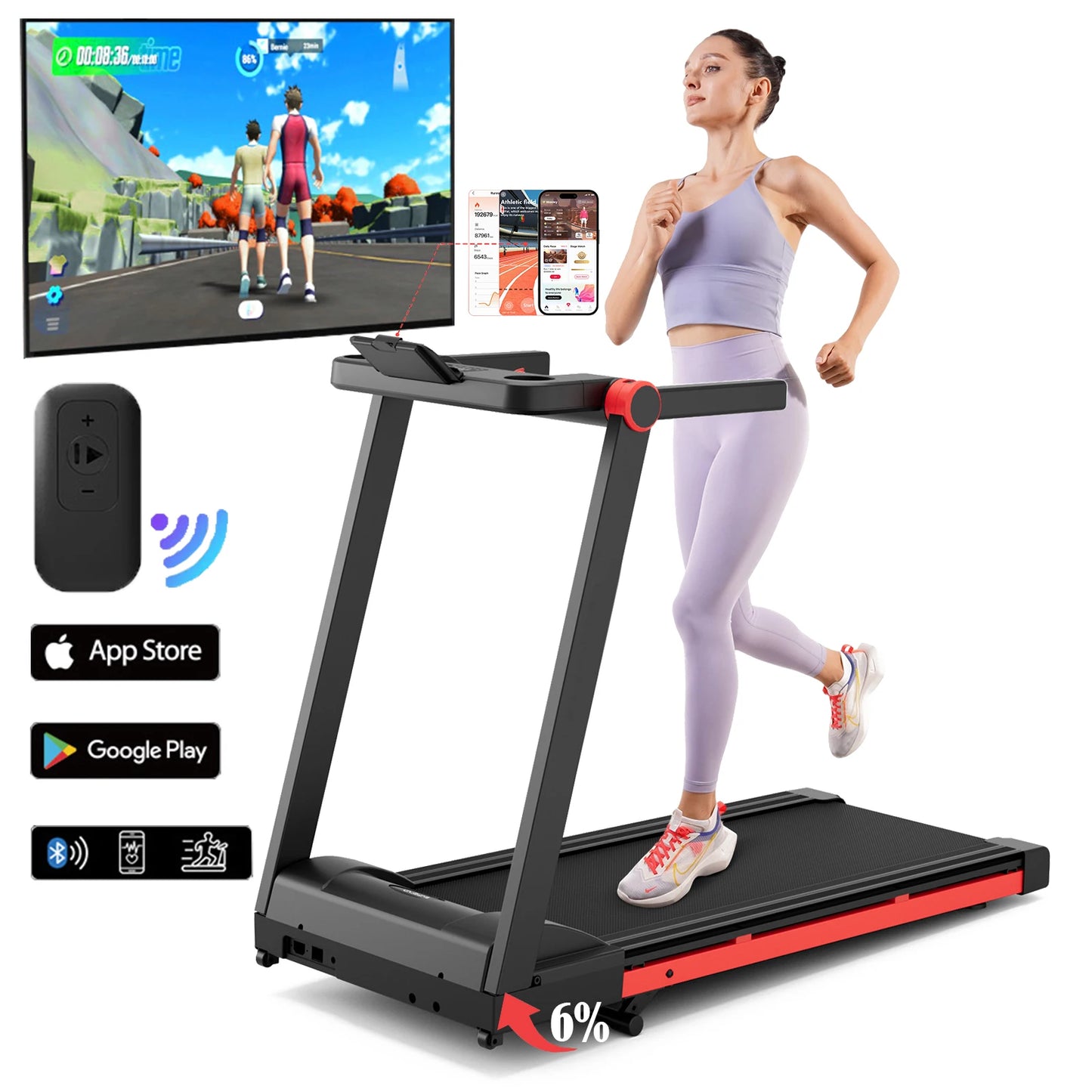 Foldable Smart Treadmill 3.5HP | Touchscreen + App | 350LBS Capacity | Incline & Home WorkouT