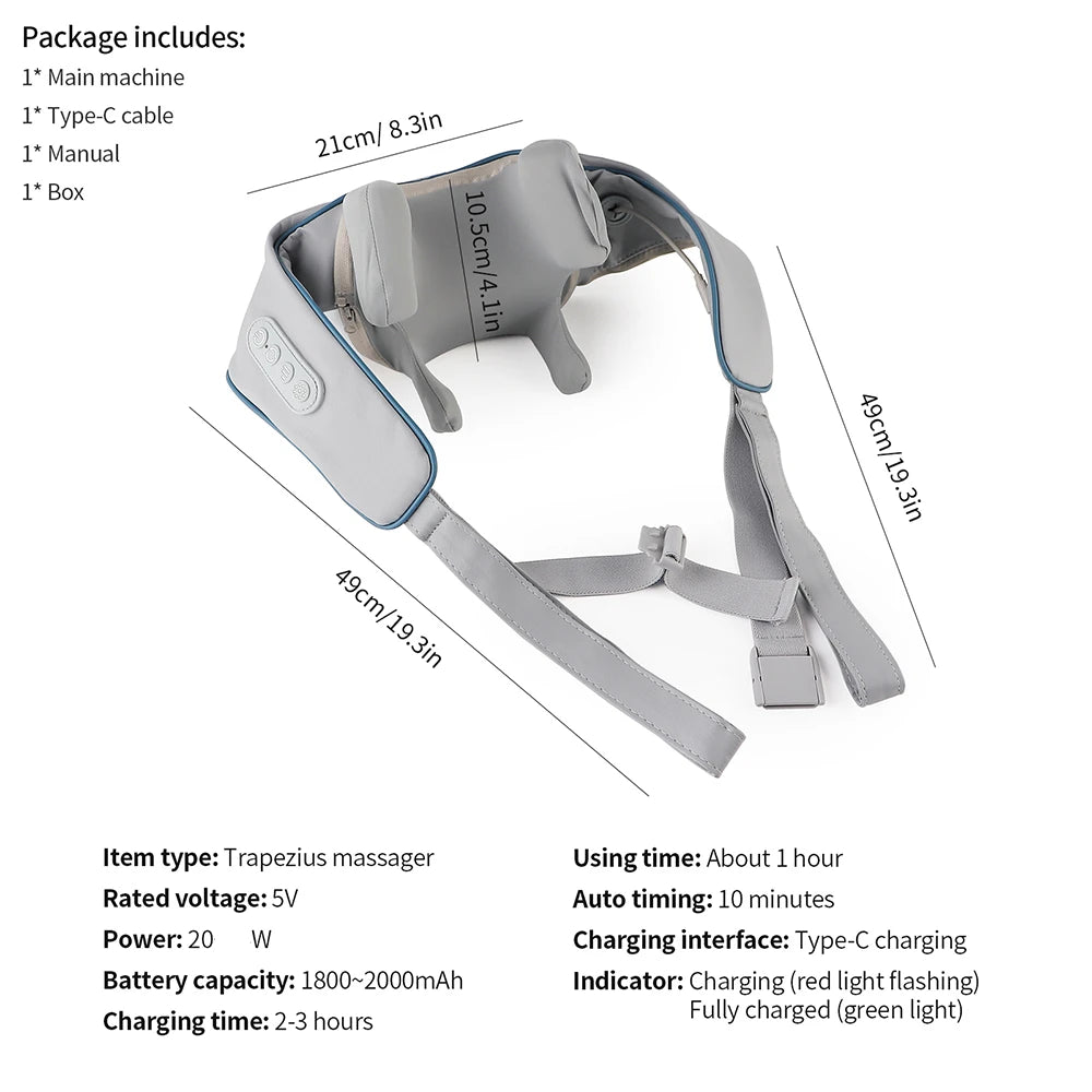 Wireless Neck & Shoulder Massager - 26W Deep Kneading | Pain Relief