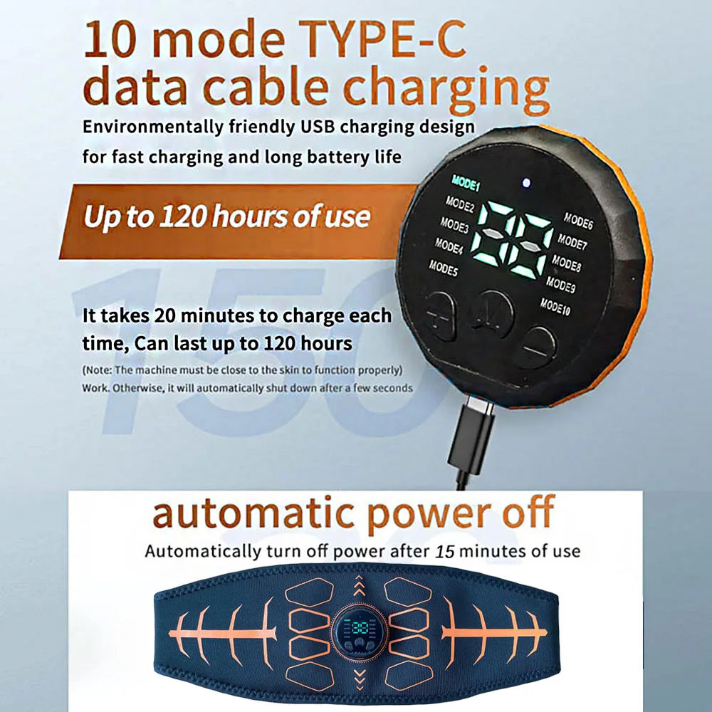 smart EMS Abdominal Muscle Toner – USB Rechargeable Ab Trainer