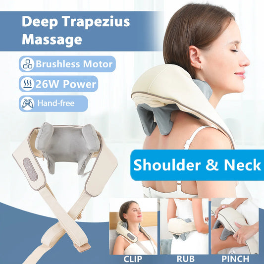 Wireless Neck & Shoulder Massager - 26W Deep Kneading | Pain Relief