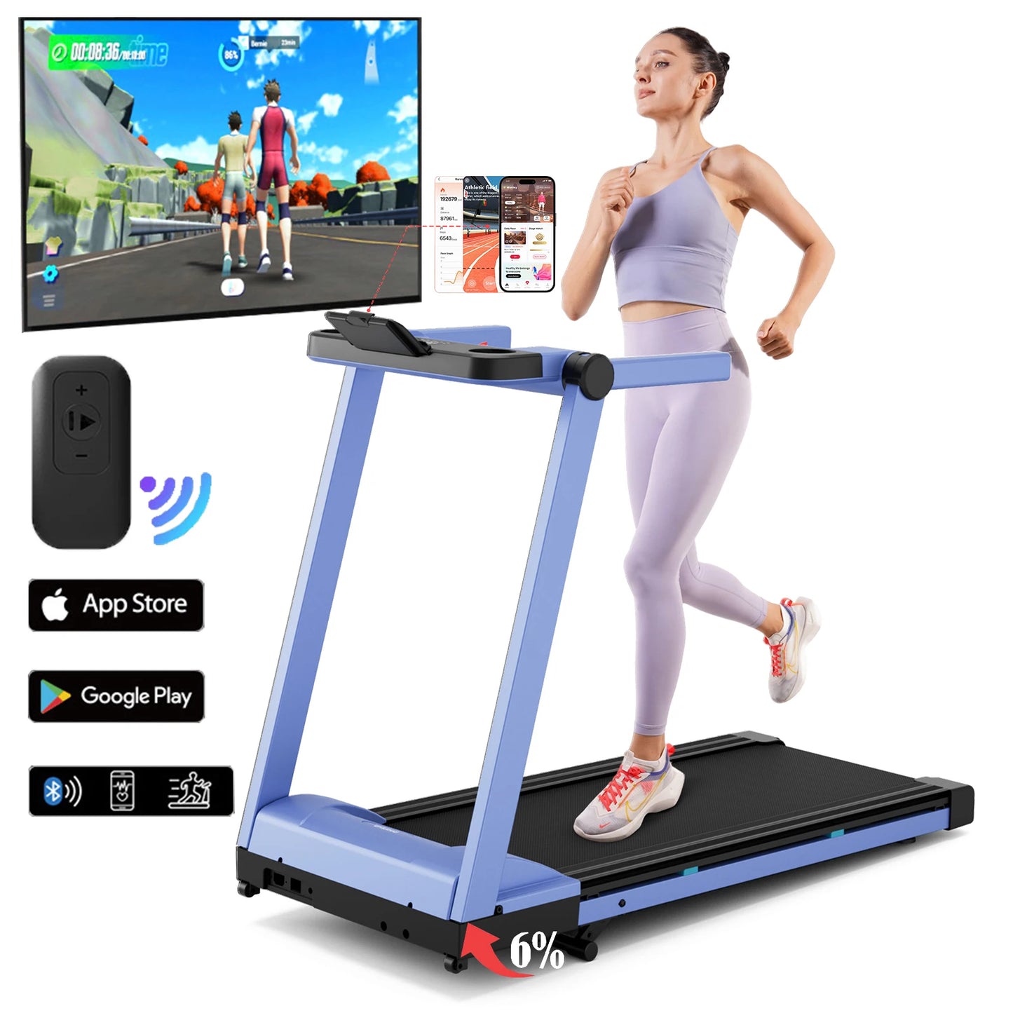 Foldable Smart Treadmill 3.5HP | Touchscreen + App | 350LBS Capacity | Incline & Home WorkouT