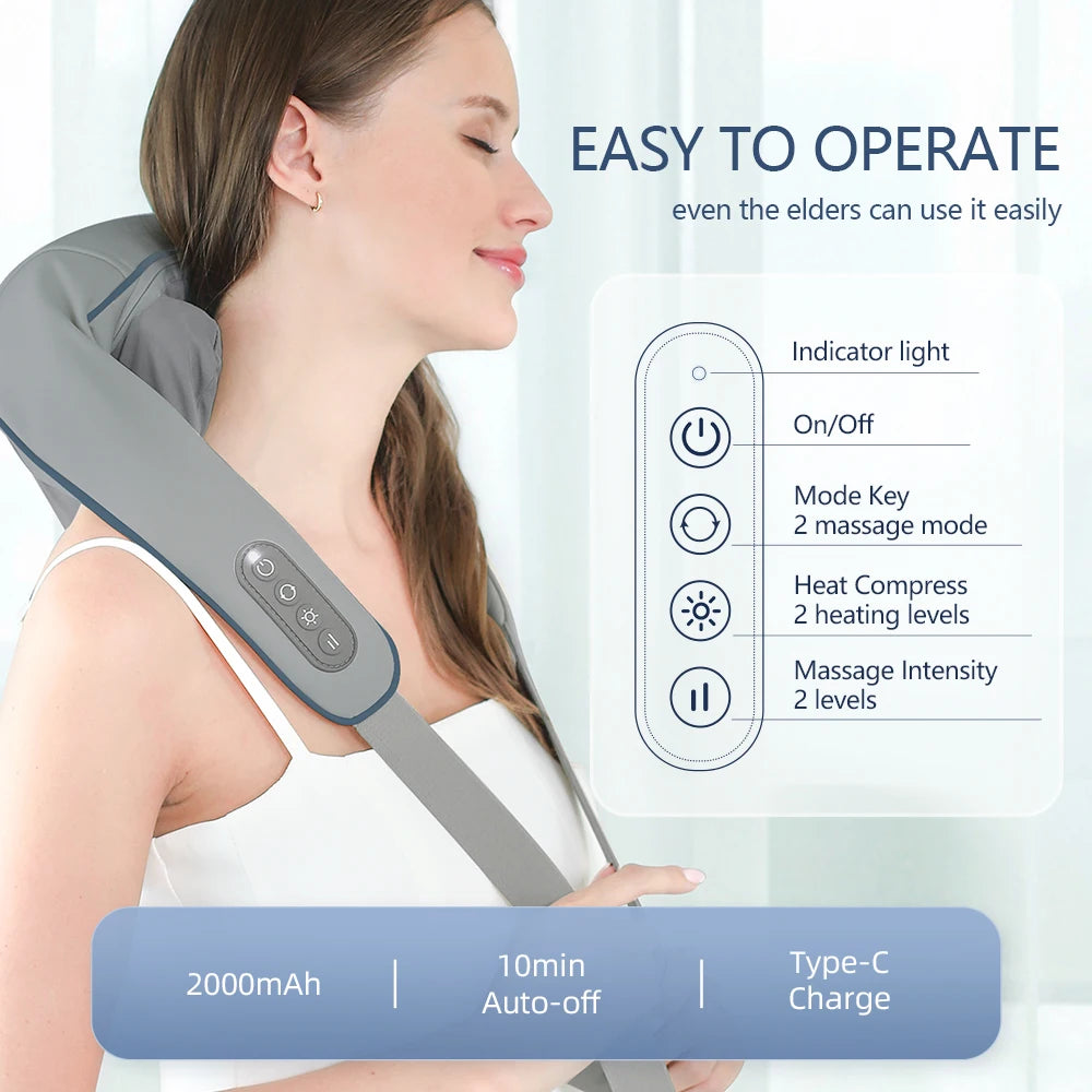 Wireless Neck & Shoulder Massager - 26W Deep Kneading | Pain Relief