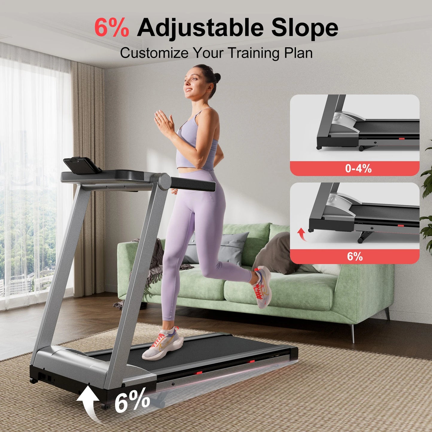 Foldable Smart Treadmill 3.5HP | Touchscreen + App | 350LBS Capacity | Incline & Home WorkouT