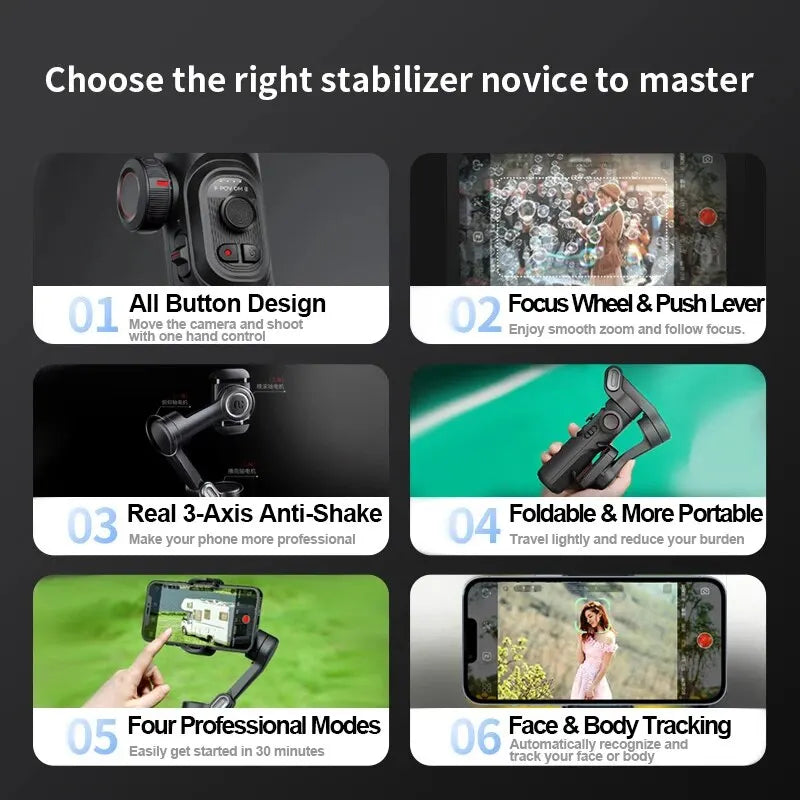 Aochuan™ 3-Axis Smart Gimbal – Professional Stabilizer for TikTok & Vlog