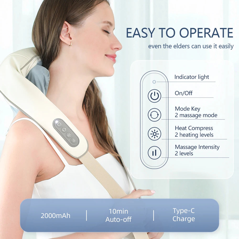 Wireless Neck & Shoulder Massager - 26W Deep Kneading | Pain Relief